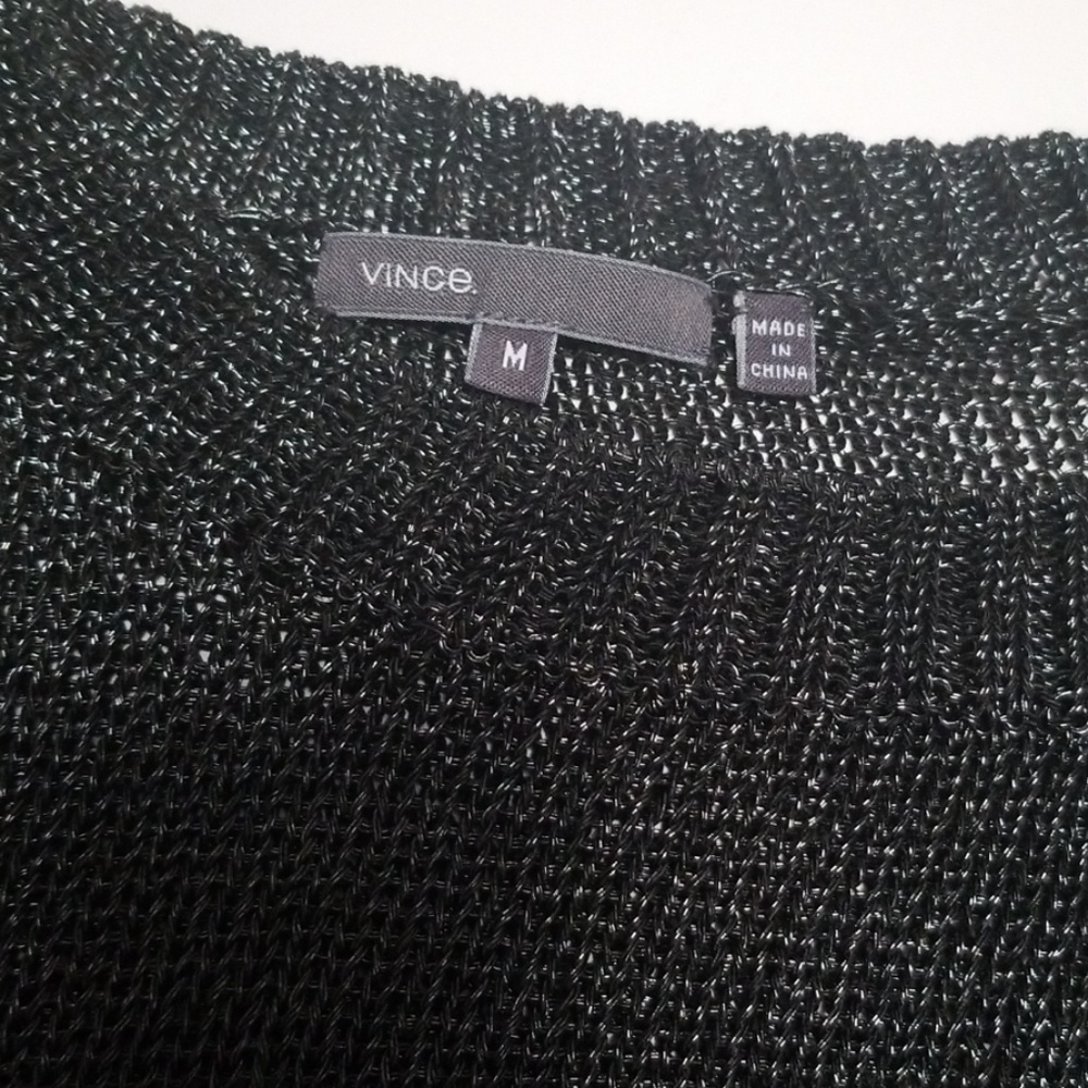 Vince Metallic Green Short Sleeve  Knit Top - Picture 5 of 6